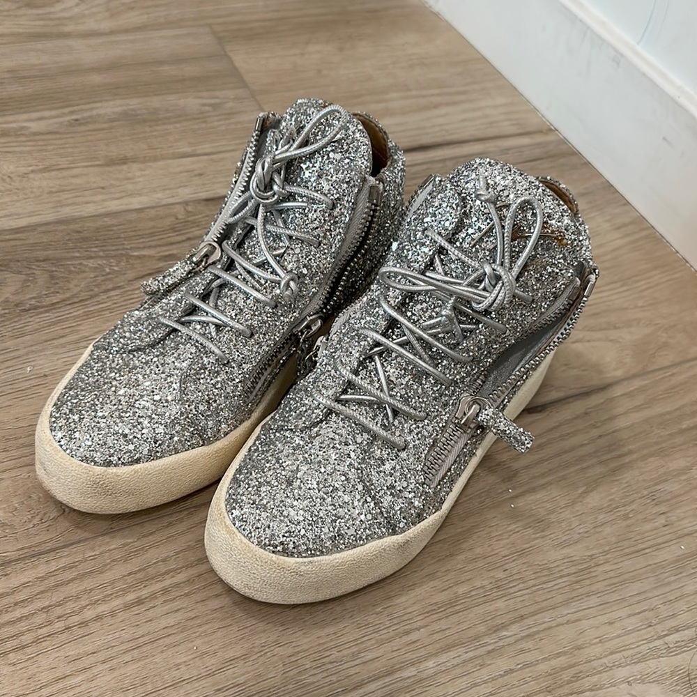 Giuseppe zanotti silver sequin sneakers